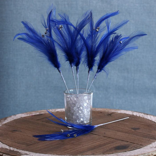 Diamante Feathers Sale Pk6 Royal Blue