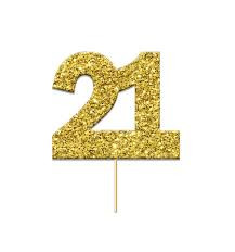 Cupcake Toppers Gold Age 21 Pk12