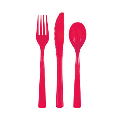Assorted Cutlery Red Pk18