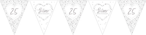 Silver Anniversary Paper Flag Bunting Foil Stamped