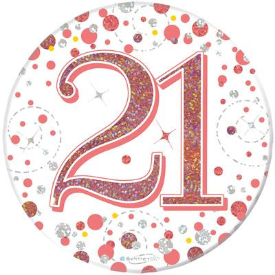 3in Rose Gold Sparkling Fizz Badge 21st Birthday