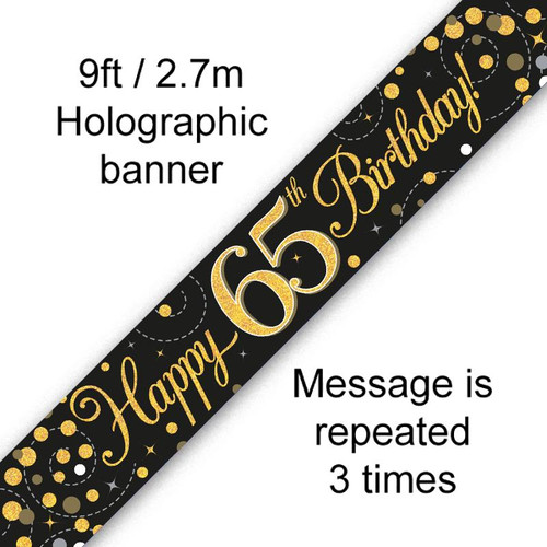 Gold Sparkling Fizz Banner Age 65 9ft