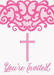 Pink Cross Invitations Communion or Christening Pk8