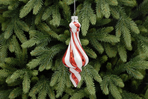 18cm candy cane stripe glass finial