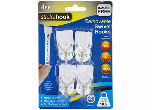 Removable Medium Swivel Hooks 1kg Capacity Pk4