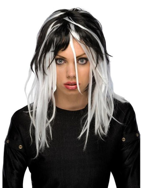 Two Tone Streak Wig Black and White