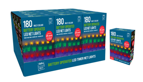 180 Timer Multicoloured  Net Lights Battery Operated