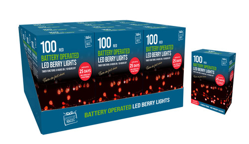 100 LED Timer Berry Lights Red