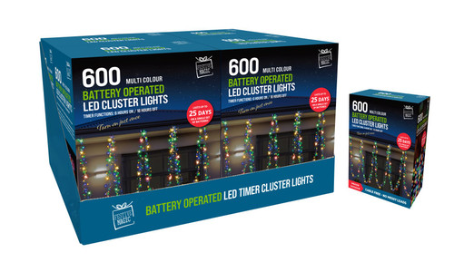 600 LED Timer Cluster Lights Multicoloured