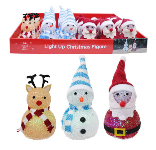 Light up Christmas Character 10cm Santa Snowman or Reindeer