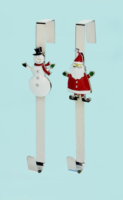 Wreath Hanger Silver 38cm Choice of Santa or Snowman