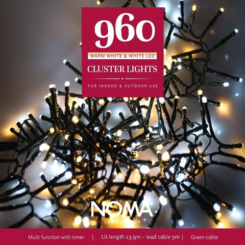 960 LED Cluster Lights White Warm White Multifunction Green Cable