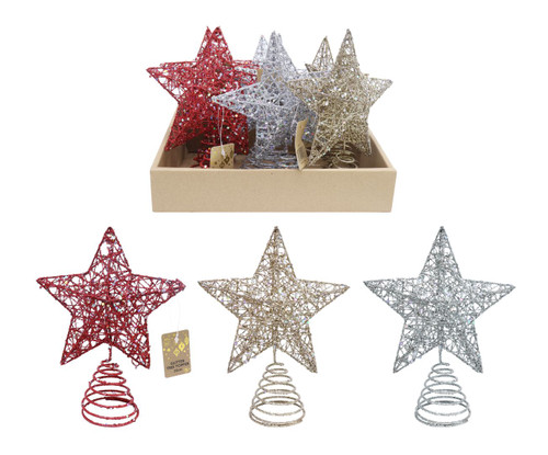Glittered Tree Topper 20cm Choose from 4 styles