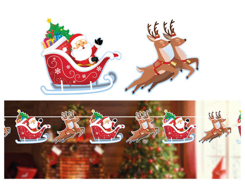 Santa Sled Garland 300cm 16x16cm