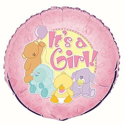 H100 18in Foil Balloon Its A Girl Animals