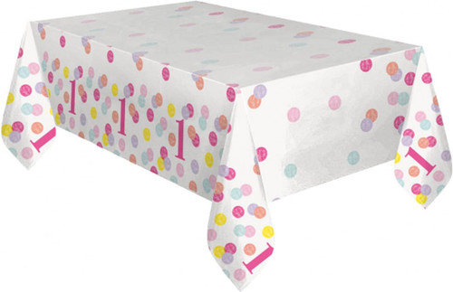 1st Birthday Pink Dots Tablecover 54x84in