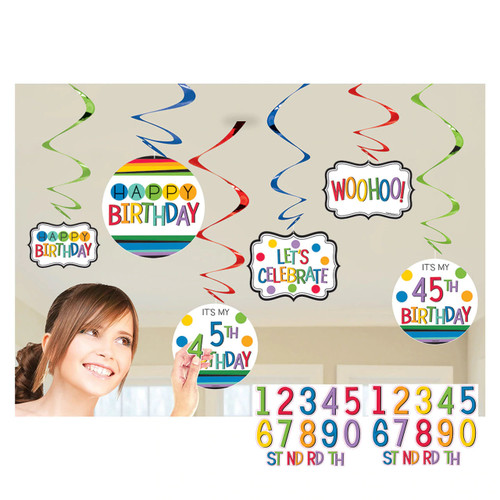 Rainbow Personalised Swirl Decorations Pk12