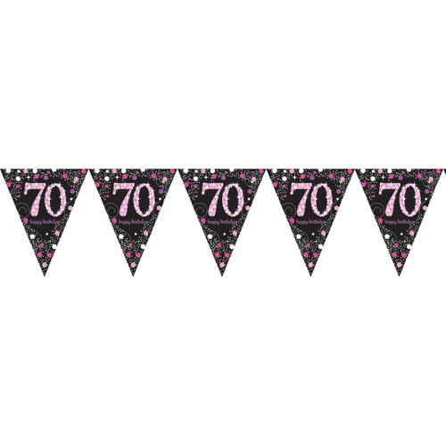 Pink Celebration Age 70 Pennant Banner 13ft