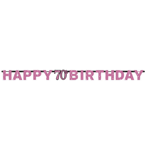 Pink Celebration Age 70 Letter Banner