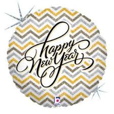 Metallic Chevron New Year Balloon 35x35cm