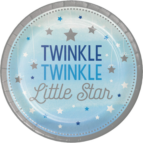 One Little Star Blue Dinner Plates Pk8 22cm