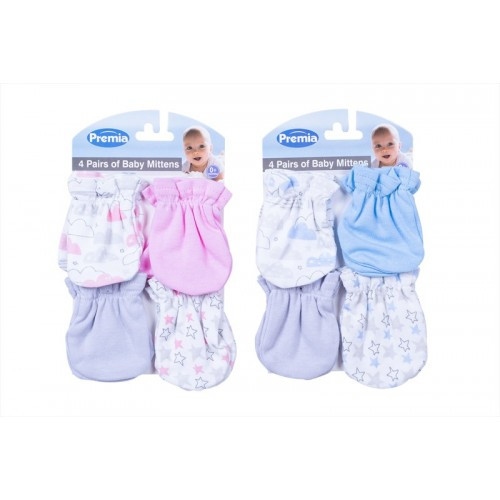 Baby Mittens Pk4 Cotton