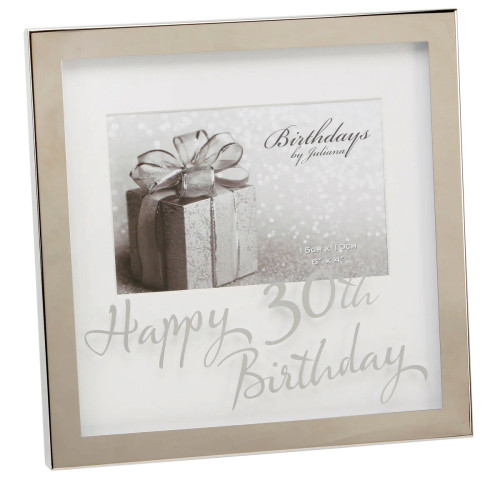 Milestones Silver Plated Box Photo Frame Mirror Print Happy 30th Birthday 6x4in