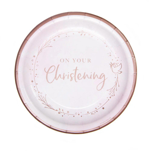 On Your Christening Pink Plates Pk8 9in