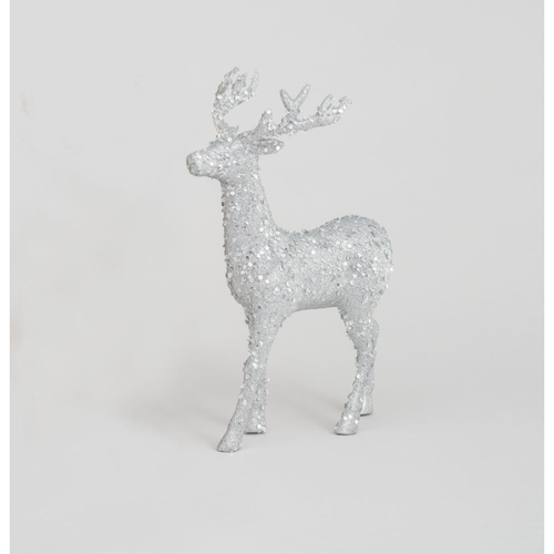 46cm Sequin Reindeer Ornament Silver