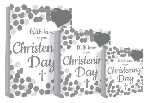 With Love On Your Christening Day Gift Bag 25.3x21.5x10.2cm Size 3