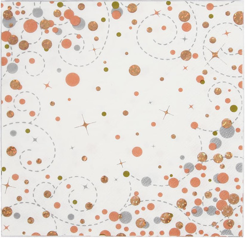 Rose Gold Sparkling Fizz Napkins Pk16 