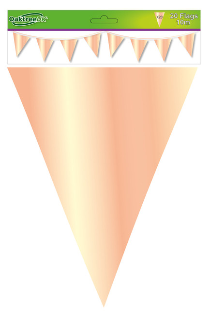 Metallic Solid Colour Bunting 20 flags 20cm x 30cm 10m Rose Gold