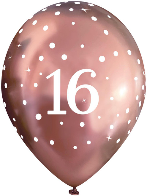 11in Latex Age 16 Rose Gold Pack of 6