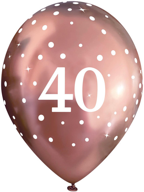 11in Latex Age 40 Rose Gold Pack of 6