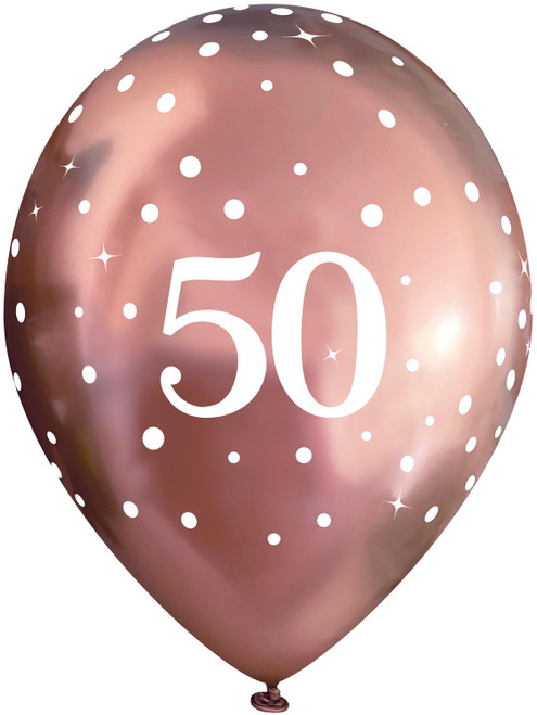 11in Latex Age 50 Rose Gold Pack of 6