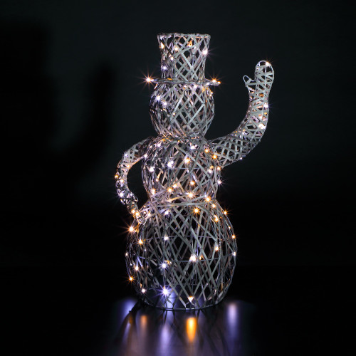 1m Dickensian Snowman 120 LEDS Grey Rattan