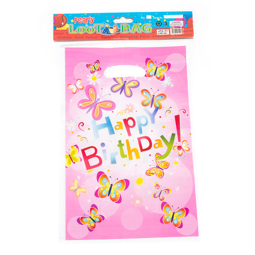 Pink Happy Birthday Loot Bags Large Pk10