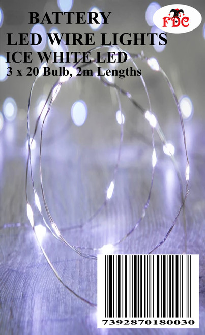 3 x 2m 60 LED Wire Lights White