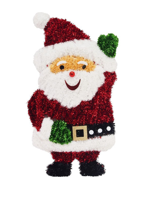 Tinsel Waving Santa Plaque 59x32cm