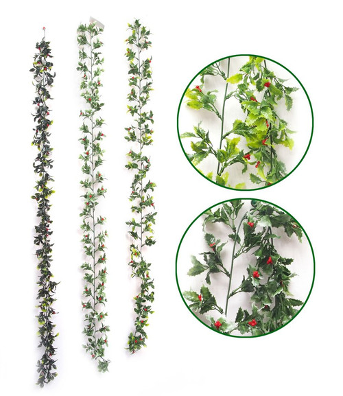 Mini Holly Garland 150cm Choice of 3 Styles