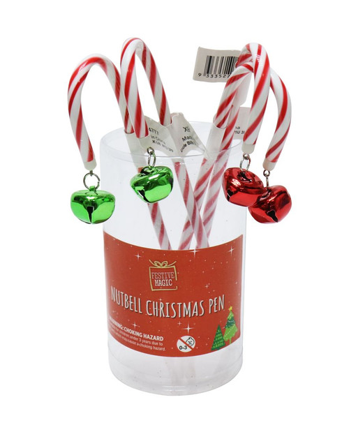 PEN CANDY CANE WITH NUTBELL 20cm