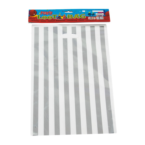Silver Stripe Loot Bags Large Pk10