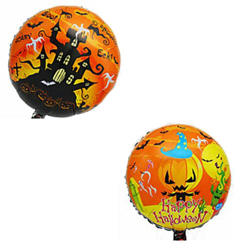 H100 18in Foil Balloon Halloween Haunted House and Pumpkin Scarecrow