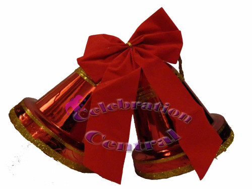 Double Bell Red/Gold With  Bow 20cm