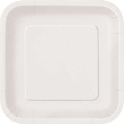 9in Square Plates Bright White Pk14