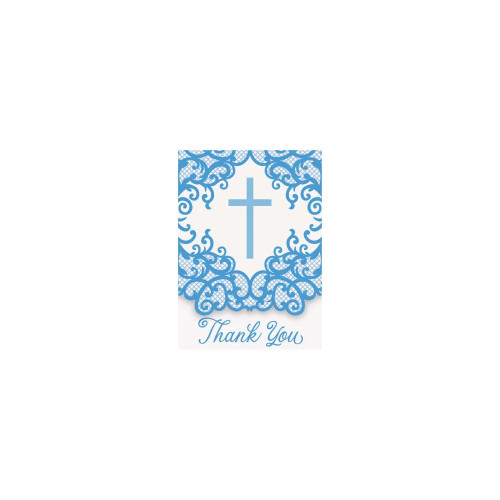 Blue Cross Thank You Cards Communion or Christening Pk8