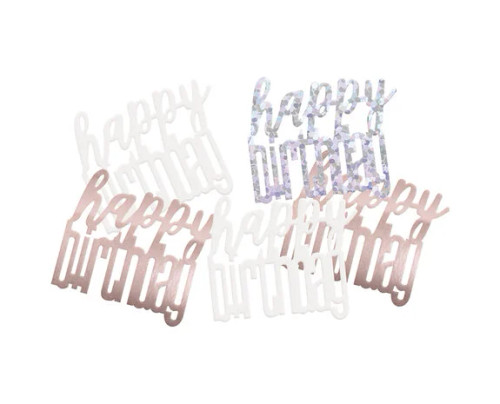 Glitz Rose Gold Confetti Foil 5oz Happy Birthday