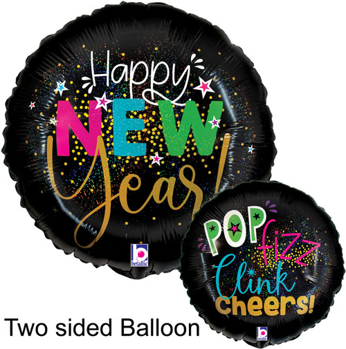 H100 18in Foil Balloon Pop Fizz New Year Holographic