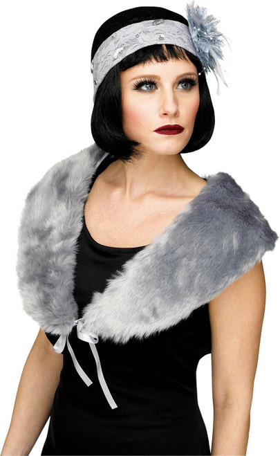 1920s Flapper Stole Grey
