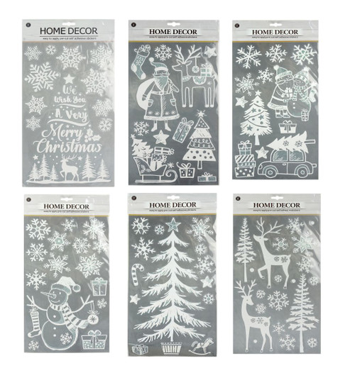 WHITE GLITTER WINDOW CLING Choose from 4 assorted styles 